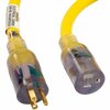 U.S. Wire & Cable 100 Ft. Single Tap Extension Cord w/ Lighted Ends, 10/3 Ga. SJWT-A, 300V, Yellow 68100